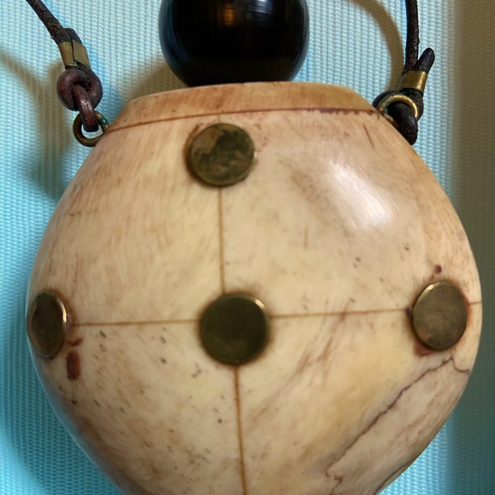 Rare hand carved Bone and Horn Perfume Bottle.